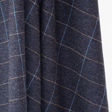 Load image into Gallery viewer, Navy &amp; Beige Windowpane Donegal Tweed Fabric
