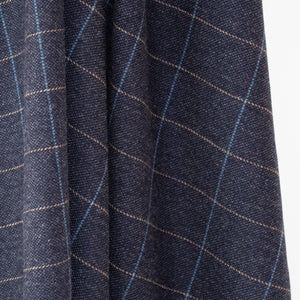 Navy & Beige Windowpane Donegal Tweed Fabric
