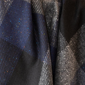 Heavy Navy & Charcoal Check Donegal Tweed Fabric