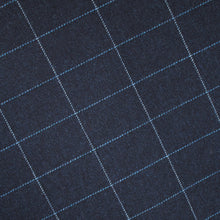 Load image into Gallery viewer, Navy &amp; Blue Windowpane Donegal Tweed Fabric Sample
