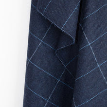 Load image into Gallery viewer, Navy &amp; Blue Windowpane Donegal Tweed Fabric
