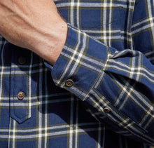 Load image into Gallery viewer, Navy &amp; Green Check Cotton Grandfather Shirt

