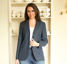 Load image into Gallery viewer, Navy and Blue Windowpane Fiadh Donegal Tweed Jacket
