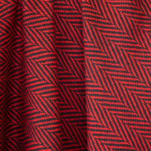 Load image into Gallery viewer, Red &amp; Black Herringbone Donegal Tweed Fabric Sample
