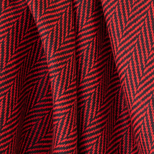 Red & Black Herringbone Donegal Tweed Fabric Sample