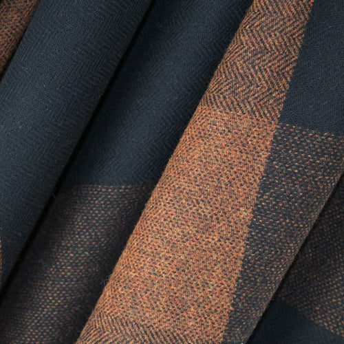 Black & Rust Square Donegal Tweed Fabric