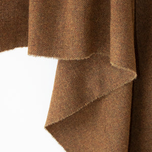 Rust Brown Herringbone Donegal Tweed Fabric Sample