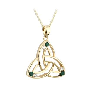 Diamond & Emerald Trinity Knot Pendant
