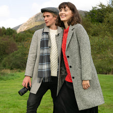 Load image into Gallery viewer, Black &amp; White Saoirse Salt &amp; Pepper Donegal Tweed Coat
