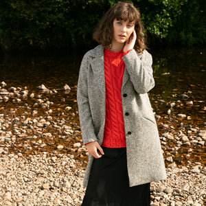 Black & White Saoirse Salt & Pepper Donegal Tweed Coat