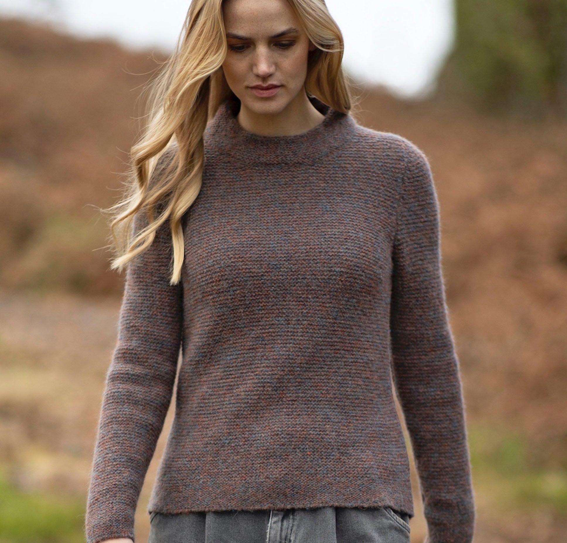 Copper Ink Alpaca Links Stitch Sweater