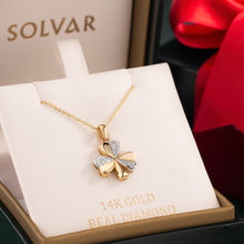 Load image into Gallery viewer, 14K Two Tone Gold Diamond Shamrock Pendant
