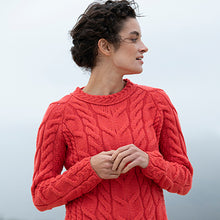 Load image into Gallery viewer, Coral Supersoft Crew Neck Aran Sweater
