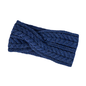Navy Aran Twisted Knitted Headband