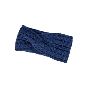Navy Aran Twisted Knitted Headband