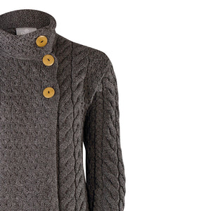 Supersoft Crossover Button Cardigan, Charcoal