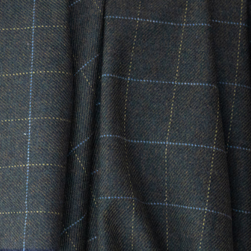 Teal Windowpane Donegal Tweed Fabric