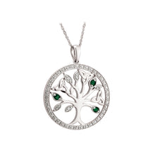 Load image into Gallery viewer, 14K White Gold Diamond &amp; Emerald Tree Of Life Pendant
