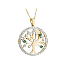 Load image into Gallery viewer, 14K Gold Diamond &amp; Emerald Tree Of Life Pendant
