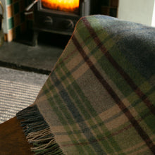 Load image into Gallery viewer, Denim and Green Check Large Wool Blanket
