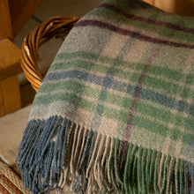 Load image into Gallery viewer, Denim and Green Check Large Wool Blanket
