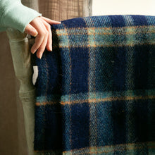 Load image into Gallery viewer, Navy &amp; Rust Check Large Wool Blanket
