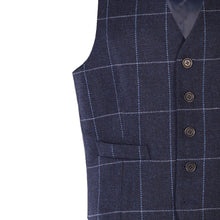 Load image into Gallery viewer, Blue Windowpane Checked Donegal Tweed Waistcoat
