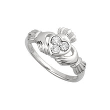 Load image into Gallery viewer, 14ct White Gold Diamond Claddagh Ring
