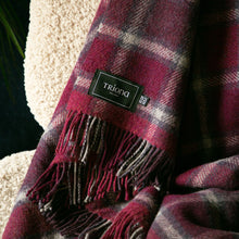 Load image into Gallery viewer, Wine &amp; Grey Check Large Wool Blanket
