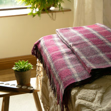 Load image into Gallery viewer, Wine &amp; Grey Check Large Wool Blanket
