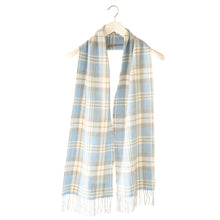 Load image into Gallery viewer, Baby Blue Check Merino Wool Scarf
