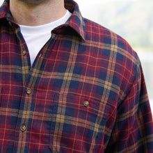 Load image into Gallery viewer, Wine &amp; Navy Fleece Lined Grandfather Shirt
